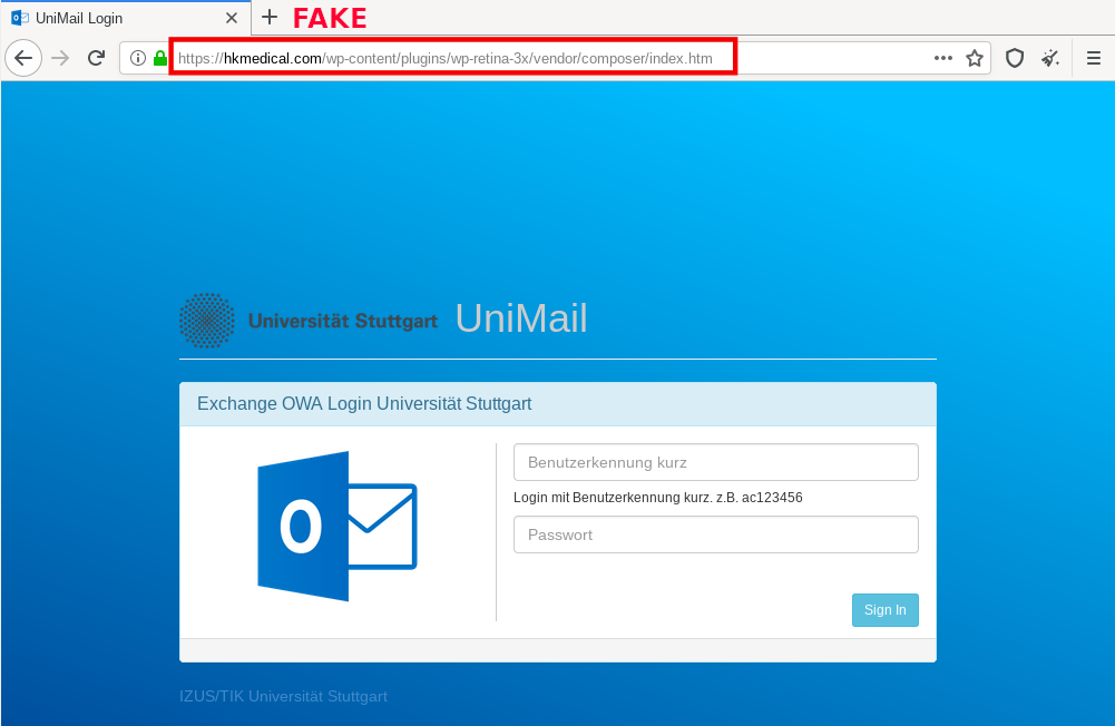 screenshot of a phishing page